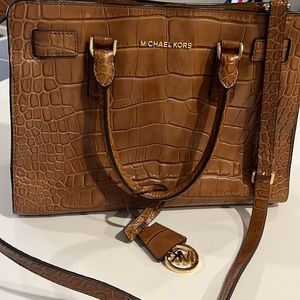 Michael Kors brown Crocodile Embossed Leather Bag.